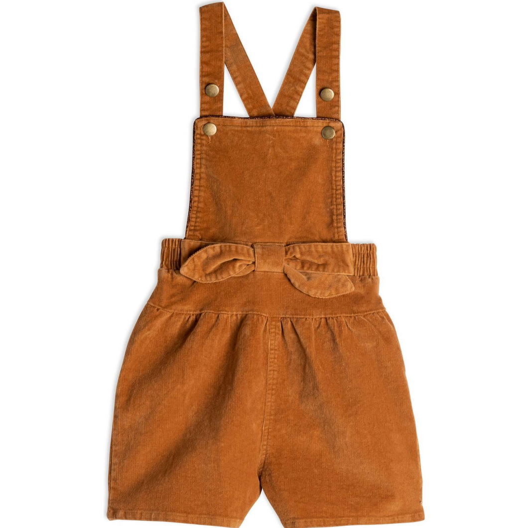 Camel Cord Overalls With Bow