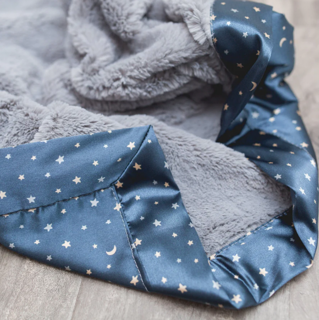 Navy Twinkle Star Satin Back Receiving Blanket