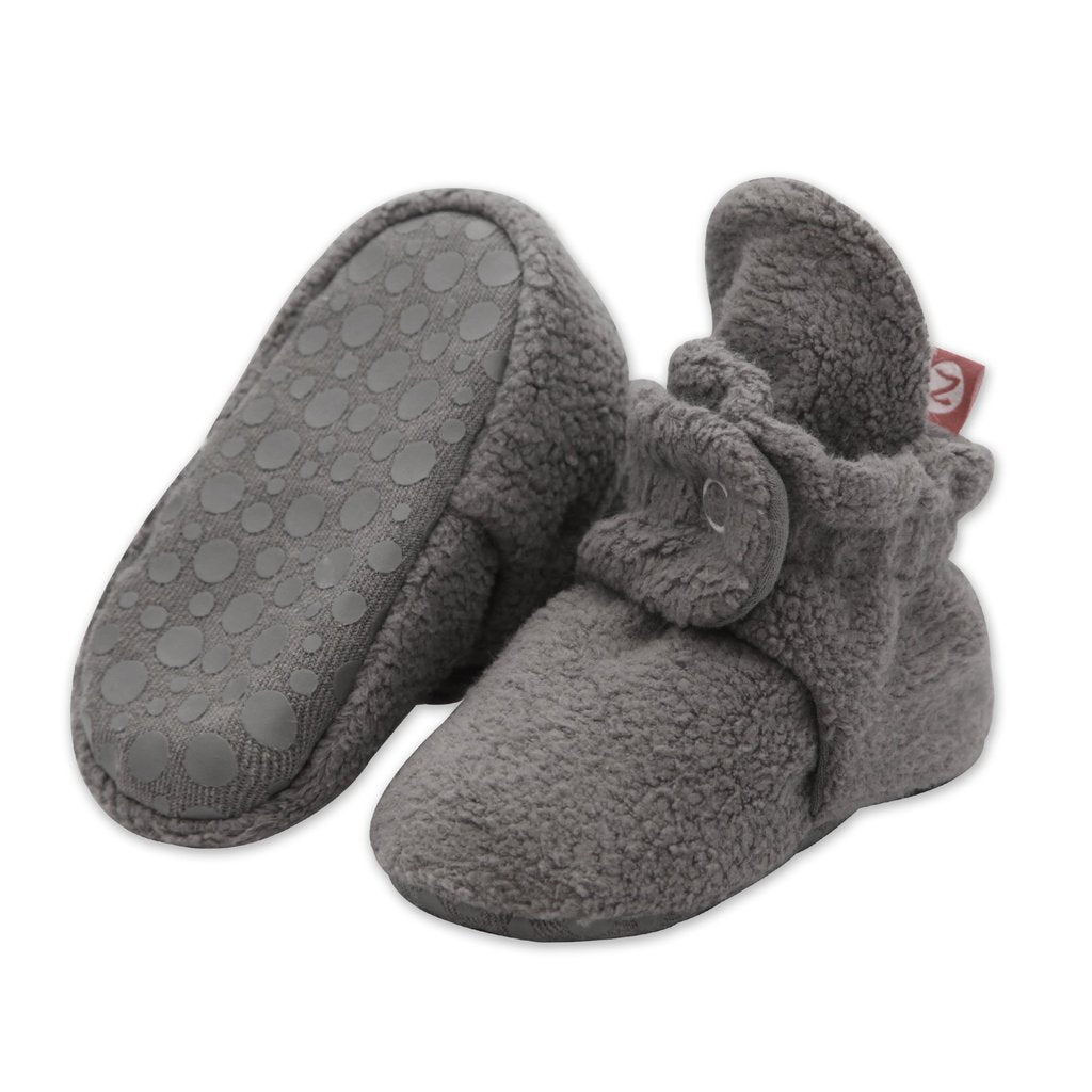 Charcoal Grey Fleece Gripper Bootie