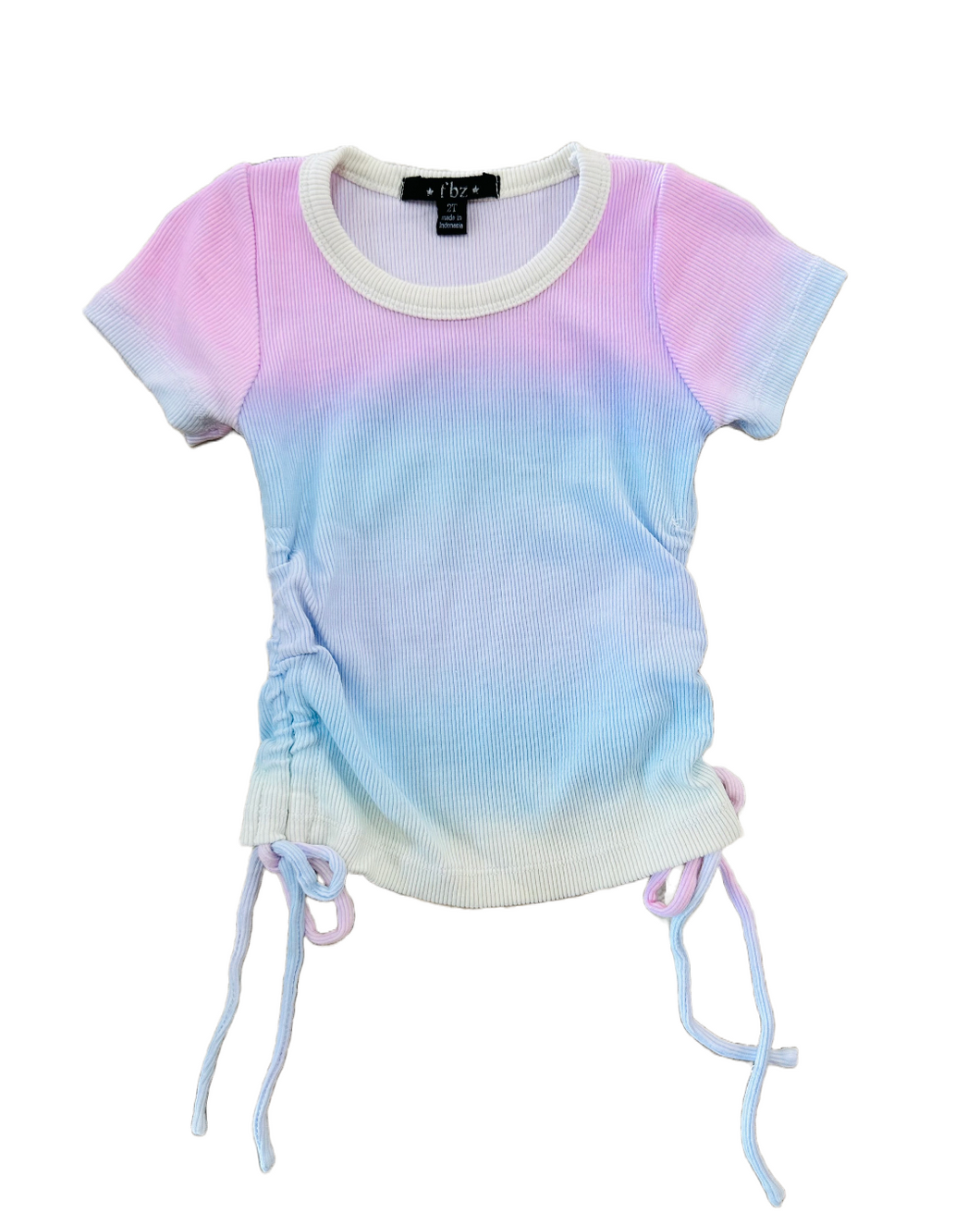 Rainbow Ombré Side Ruched Top