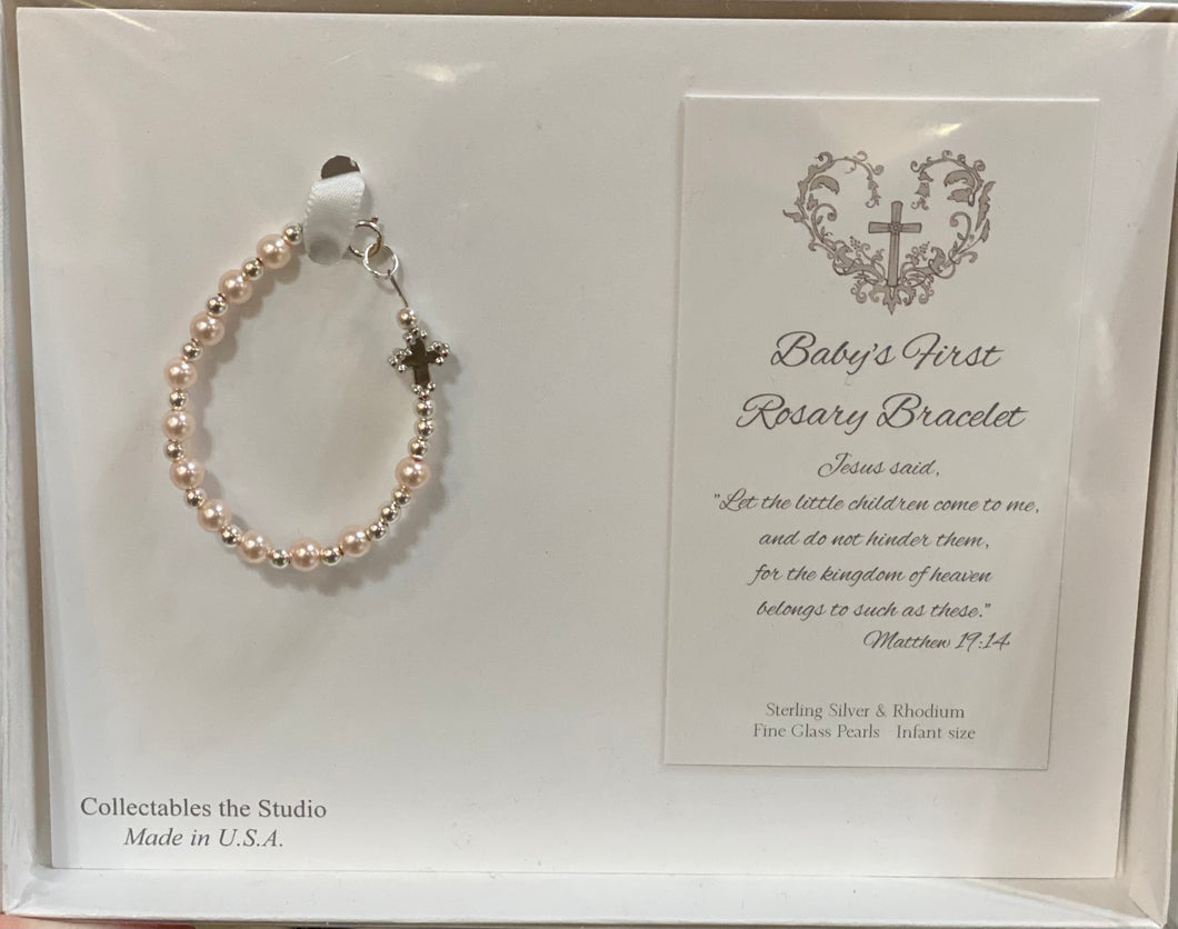 Baby's First Rosary Pink Pearl Bracelet