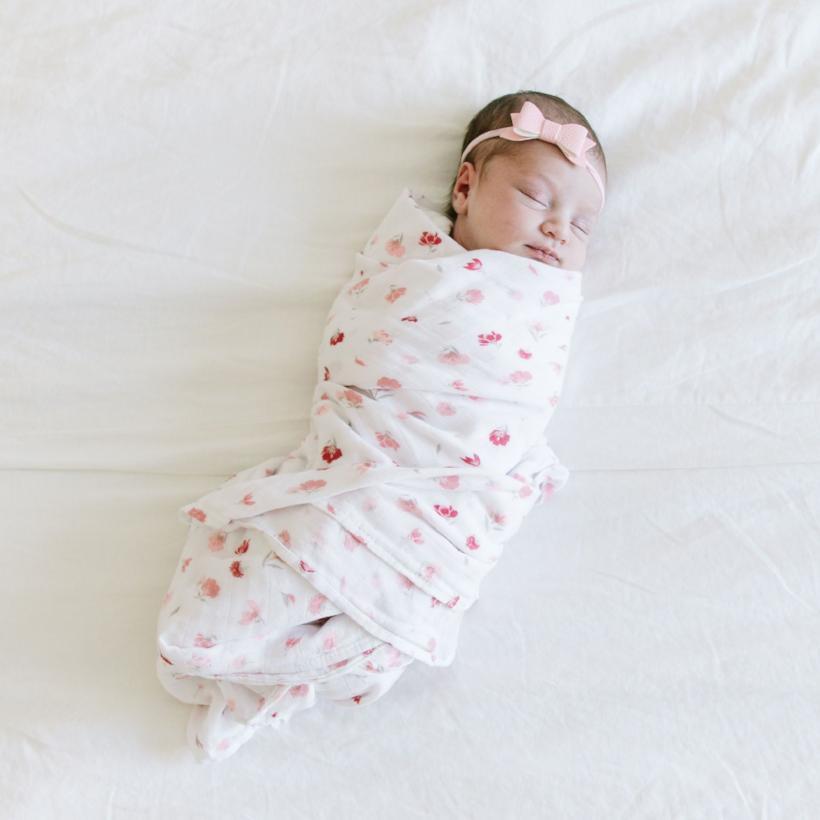 Pink Posies Bamboo Muslin Swaddle