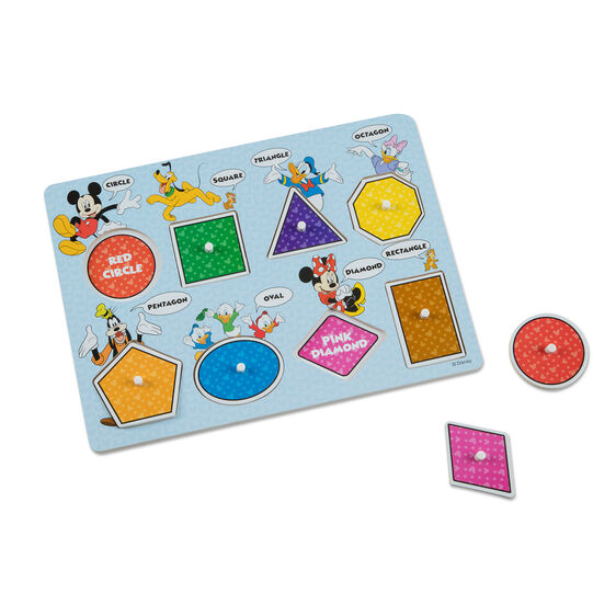 Mickey Mouse Colors & Shapes Wooden Peg Puzzle