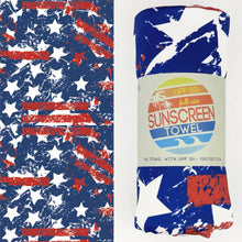 Load image into Gallery viewer, Stars &amp; Stripes Hooded UPF 50+ Sunscreen Towel

