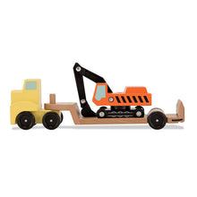 Load image into Gallery viewer, Trailer &amp; Excavator Wooden Vehicle Play Set
