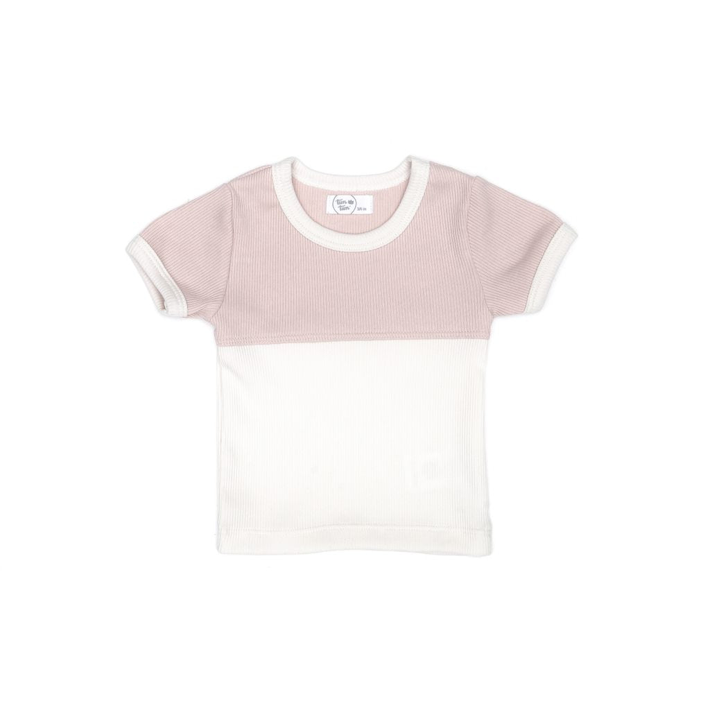 Shell Pink Two Tone Ribbed Top